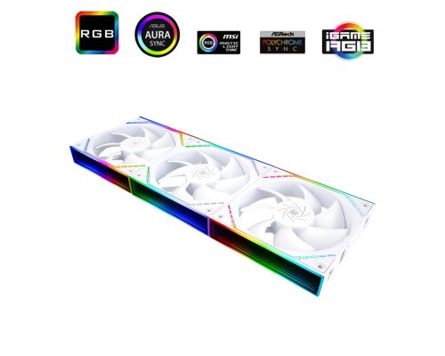 Thermalright Fan Pack 3-in-1 3x120mm - TL-M12QW x 3 - White, Infinity Mirror, Daisy-Chain, A-RGB, image , 2 image