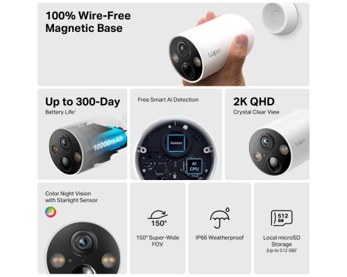 TP-Link Tapo C425 - Smart Wire-Free Security Camera, image , 4 image