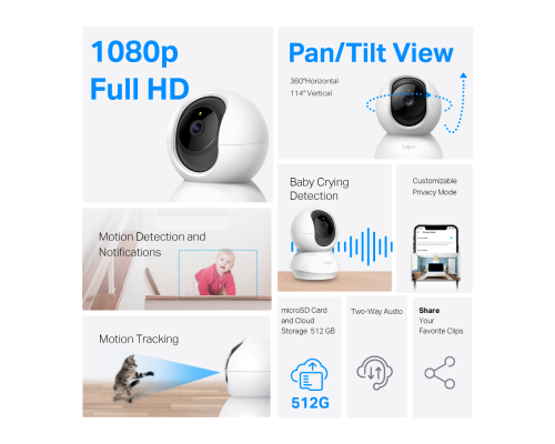 TP-Link Tapo C200P2 - Pan/Tilt Wi-Fi Camera 2-Pack, image _ab__is.image_number.default