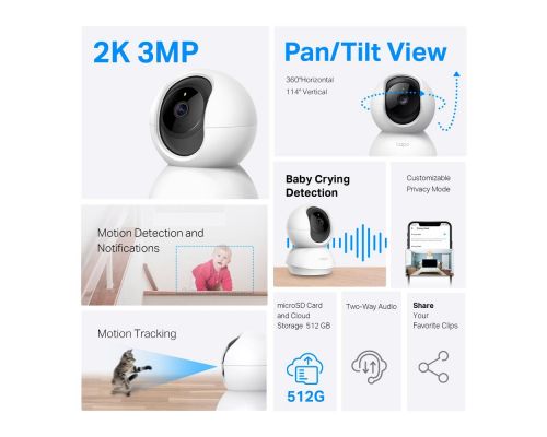 TP-Link Tapo C210P2 - Wi-Fi Pan/Tilt Camera - 2 Pack, image , 3 image