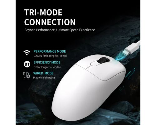 Ajazz AJ179 PRO - Wireless Gaming Mouse - 8K, Magnetic Charging Dock, White, image _ab__is.image_number.default