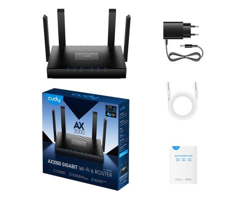 Wireless Router Cudy WR3000, AX3000, 2.4/5 GHz, 574 - 2402 Mbps, 10/100/1000, image _ab__is.image_number.default