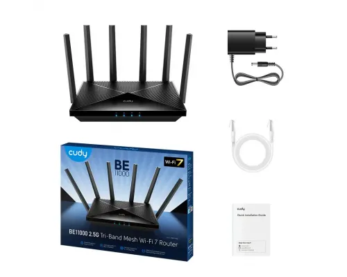 Wireless router Cudy WR6500H, BE6500 2.5Ghz Wi-Fi 7, 1x2.5Gbps WAN port, 4x10/100/1000, 6x5dBi antennas, image , 3 image