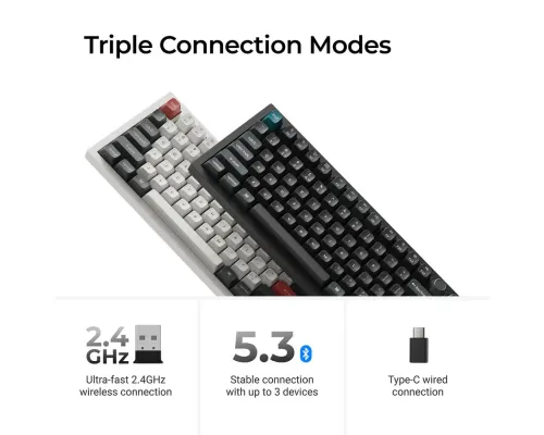 Wireless Mechanical Keyboard Keychron Q6 Ultra 8K Black - Silk POM Switch Brown, image , 5 image