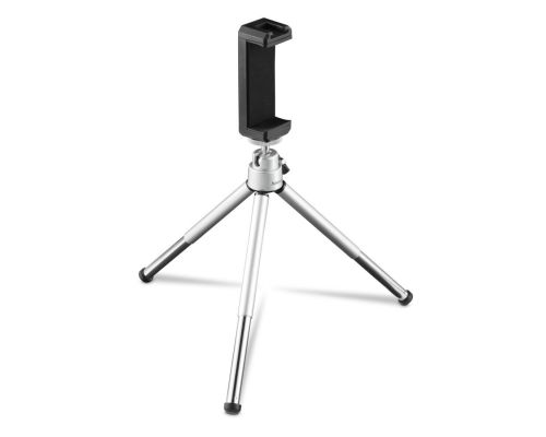 Hama "Fancy 2in1" Mini Tripod for Mobile Phone & Camera (1/4"), Travel Tripod, 16cm, silver, image _ab__is.image_number.default