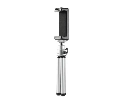 Hama "Fancy 2in1" Mini Tripod for Mobile Phone & Camera (1/4"), Travel Tripod, 16cm, silver, image _ab__is.image_number.default