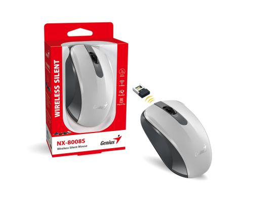 Genius Wireless Silent Mouse - NX-8008S White+Gray - Silent, 2.4GHz, image , 4 image
