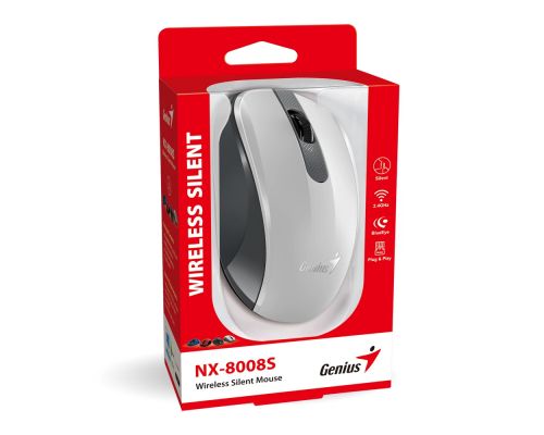 Genius Wireless Silent Mouse - NX-8008S White+Gray - Silent, 2.4GHz, image , 5 image