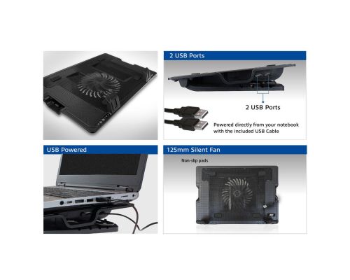 Laptop cooling stand, up to 17", adjustable height (5 positions), 2-port hub, image , 5 image