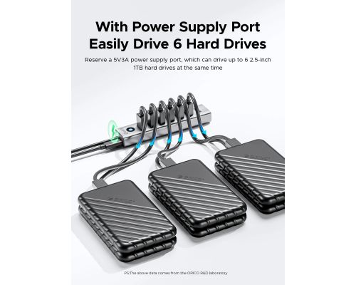 Orico USB3.0 HUB 7 port Black - CL7U-U3-10-GY-BP, image , 4 image