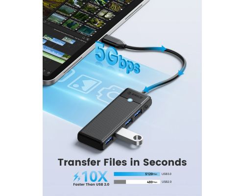 Orico USB3.1 HUB Type-C - 4 x USB3.0 - PAPW4A-C3-015-WH, image _ab__is.image_number.default
