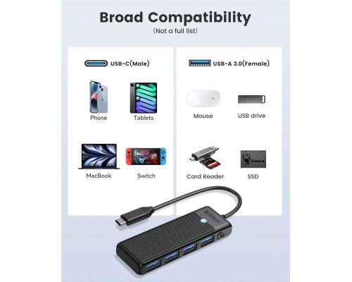 Orico USB3.1 HUB Type-C - 4 x USB3.0 - PAPW4A-C3-015-WH, image _ab__is.image_number.default