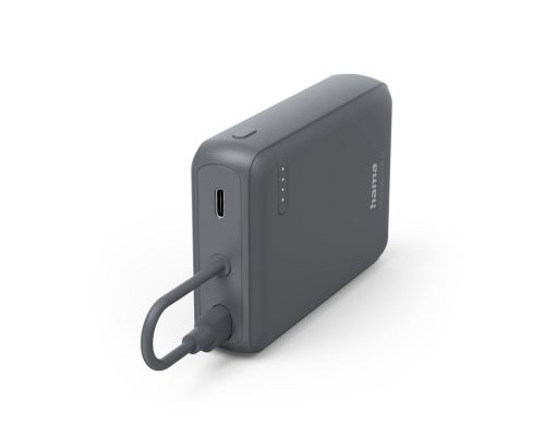 Hama “Travel” Power Pack with Cable, 10000mAh, 2 Outputs: 2x USB-C, anthracite, image 