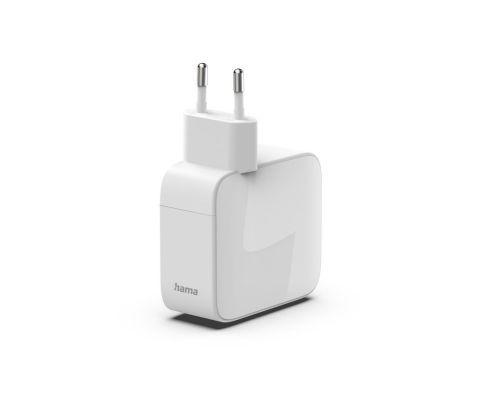 Hama Fast Charger, GaN, 2x USB-C, Extendable Charging Cable, PD, 65 W, white, image , 5 image