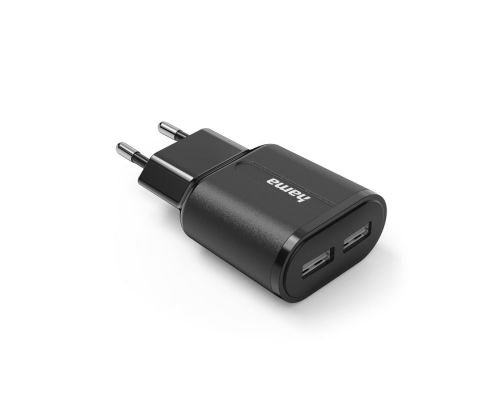 Hama Charger with 2x USB-A Ports, 12 W, black, image , 2 image