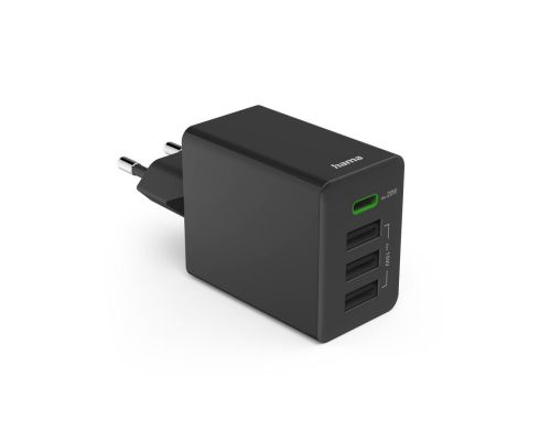 Hama Fast Charger, 1x USB-C PD, 3x USB-A, Mini-Charger, 35 W, black, image , 2 image