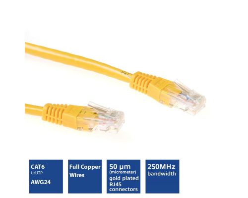 ACT Network patch cable cat.6, U/UTP 0.25 m, yellow, bulk, image _ab__is.image_number.default