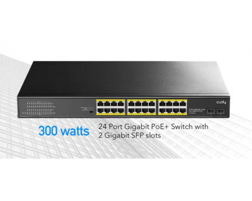 Switch Cudy GS1028PS2, 24 ports, 10/100/1000,  24× GbE with 802.3at/af PoE, 2× Uplink SFP, Default/VLAN/Extend Modes, for 19" rack, image , 2 image