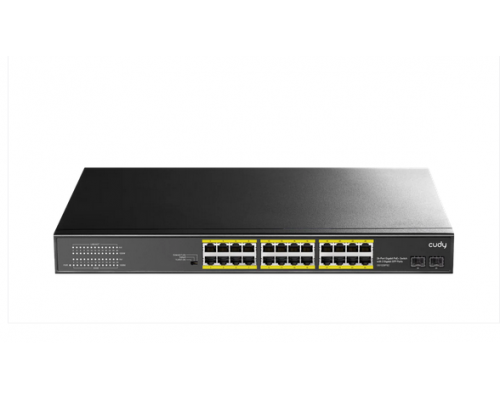 Switch Cudy GS1028PS2, 24 ports, 10/100/1000,  24× GbE with 802.3at/af PoE, 2× Uplink SFP, Default/VLAN/Extend Modes, for 19" rack, image 