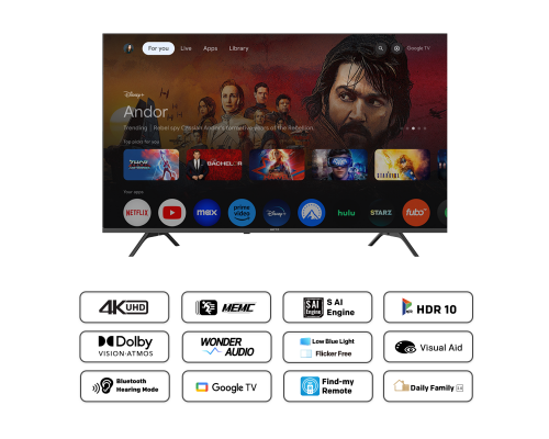 METZ TV 55" UHD LED SMART TV, 4K, Google TV, Frameless, 2x10W, image , 3 image