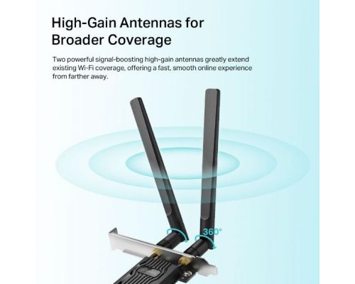 Wireless adapter TP-LINK Archer TX20E, PCIe, 1800Mbps, Wireless AX, 2.4GHz /5GHz, BT 5.2, 2x external antennas, image _ab__is.image_number.default