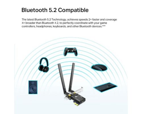 Wireless adapter TP-LINK Archer TX20E, PCIe, 1800Mbps, Wireless AX, 2.4GHz /5GHz, BT 5.2, 2x external antennas, image _ab__is.image_number.default