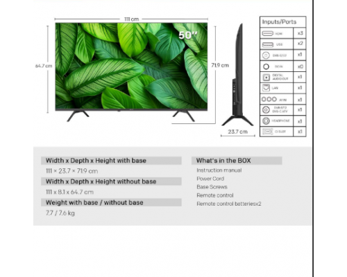 METZ TV 50" UHD LED SMART TV, 4K Ultra HD, Google TV, Frameless, image _ab__is.image_number.default