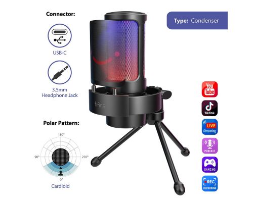 Desktop Microphone FIFINE A8V RGB - Black, image _ab__is.image_number.default