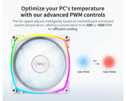 Montech RX140 PWM, REVERSE Fan, 140mm, ARGB, White, image , 2 image