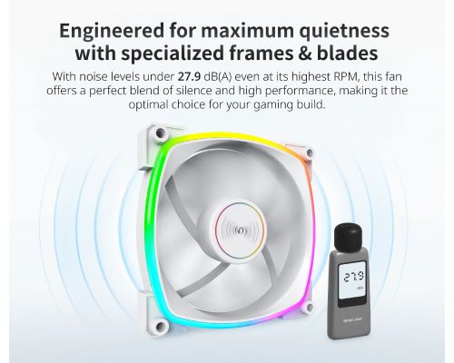 Montech RX140 PWM, REVERSE Fan, 140mm, ARGB, White, image , 3 image