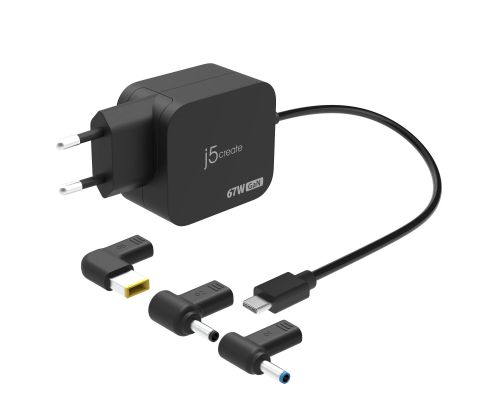 j5create FGaN-PD USB-C® Mini Charger with 67 watts and 3 EU-compliant DC connector types, image _ab__is.image_number.default