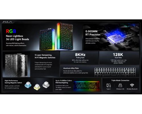 Aula Wireless Gaming Mechanical Keyboard HERO 75 HE - Stormrise Magnetic Switch [Linear] (English US), Black, image _ab__is.image_number.default