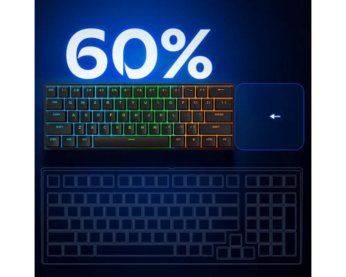 MCHOSE Gaming Mechanical Keyboard Ace 60 Pro - 8K, KTEK Magnetic Switch [Linear] (English US), Black, image , 5 image