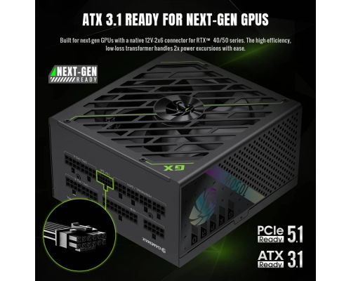 Gamemax PSU ATX 3.1 1050W Gold, Full Modular - GX PRO 1050G, image , 4 image