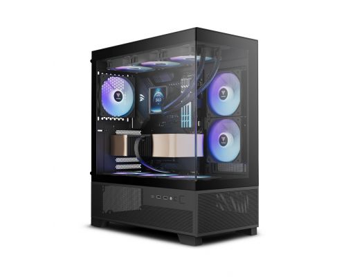 Gamdias Case mATX - AURA GC12 ARGB BK - 6 x 120 mm A-RGB, USB-C, Tempered Glass, image 
