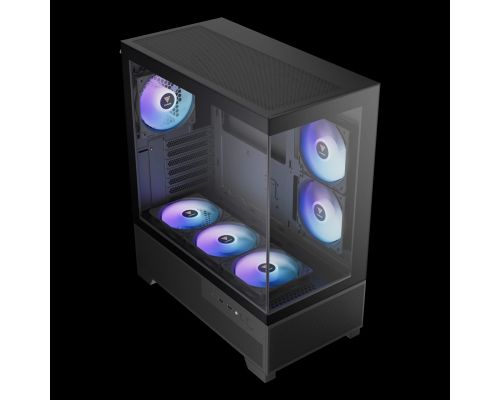 Gamdias Case mATX - AURA GC12 ARGB BK - 6 x 120 mm A-RGB, USB-C, Tempered Glass, image , 3 image