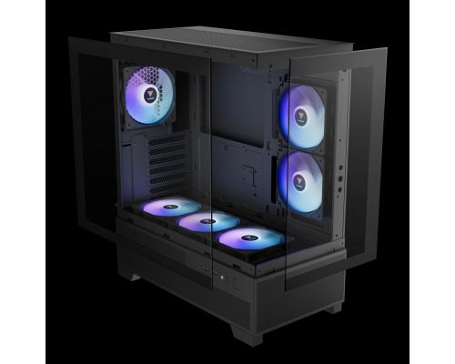 Gamdias Case mATX - AURA GC12 ARGB BK - 6 x 120 mm A-RGB, USB-C, Tempered Glass, image , 4 image