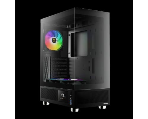 Gamdias Case ATX - ATLAS E1 - 3 x 120 mm A-RGB, Digital Display, Tempered Glass, image , 2 image