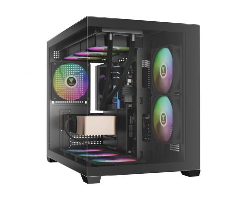 Gamdias Case mATX - AURA GC10M v2 - 3 x 120 mm A-RGB, USB-C, Tempered Glass, image 
