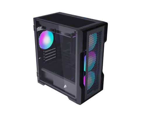 1stPlayer Case mATX - TRILOBITE T3 Mesh Black, image _ab__is.image_number.default