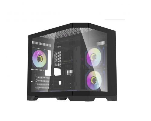 Aigo Case mATX - FT418 Black - 6 x 120 mm A-RGB fans included, image 