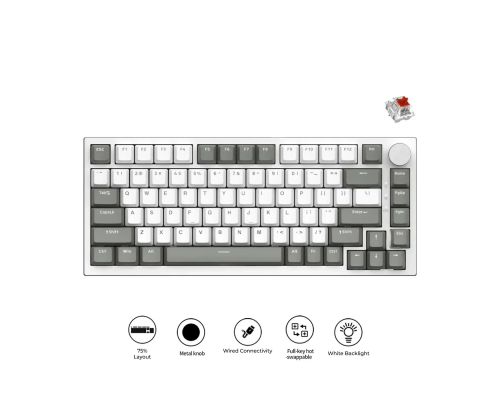 Ajazz Gaming Mechanical Keyboard AK820 - AS Red Switch [Linear] (English US), Gray White, White Light, image _ab__is.image_number.default